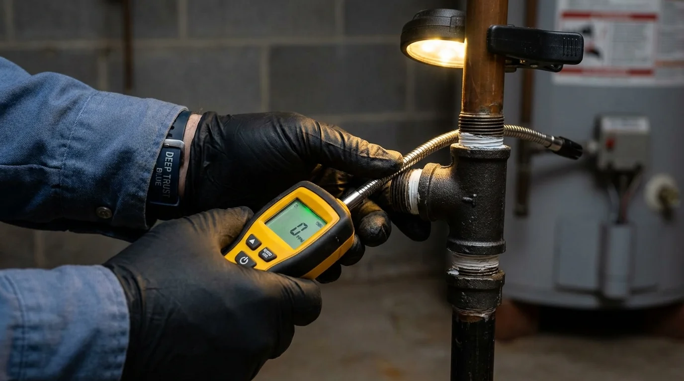 Gas leak detection with electronic sniffer by Johns Plumbing LLC in Stinnett