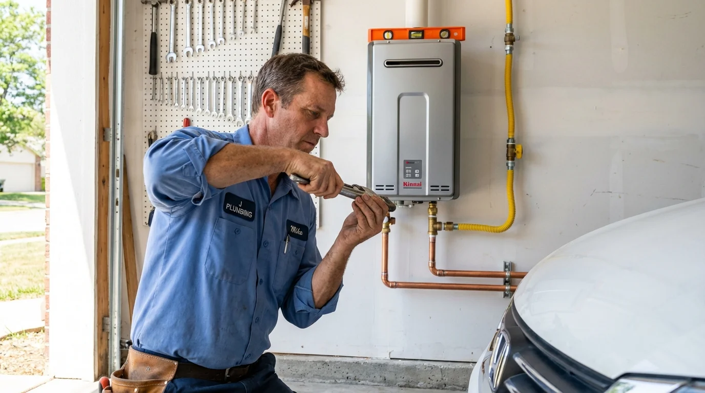 Tankless water heater installation by a Johns Plumbing LLC plumber in Stinnett